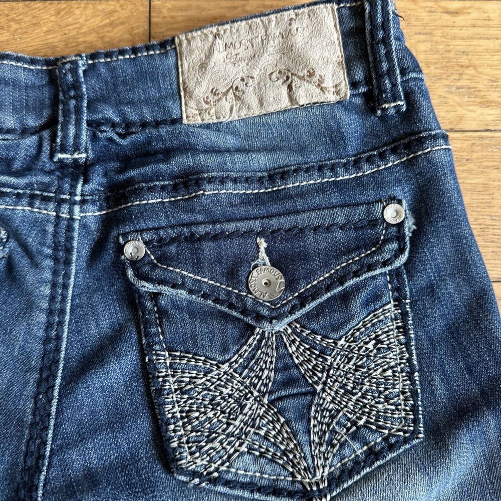 Almost Famous Vintage Women's/Junior 5 Blue Jean Shorts Frayed Style Cuffed Leg